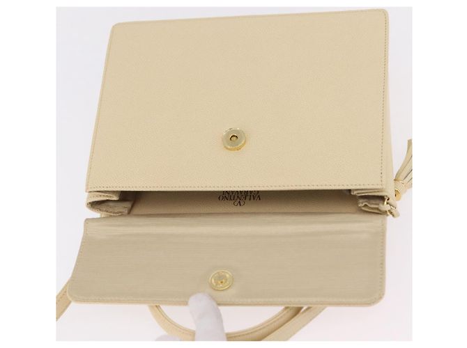 Valentino Schultertasche Leder 2way Ivory Gold Tone Auth 207681A Roh - Ansicht 21