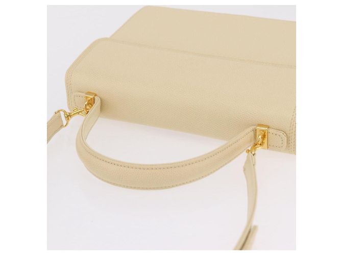Valentino Schultertasche Leder 2way Ivory Gold Tone Auth 207681A Roh - Ansicht 6