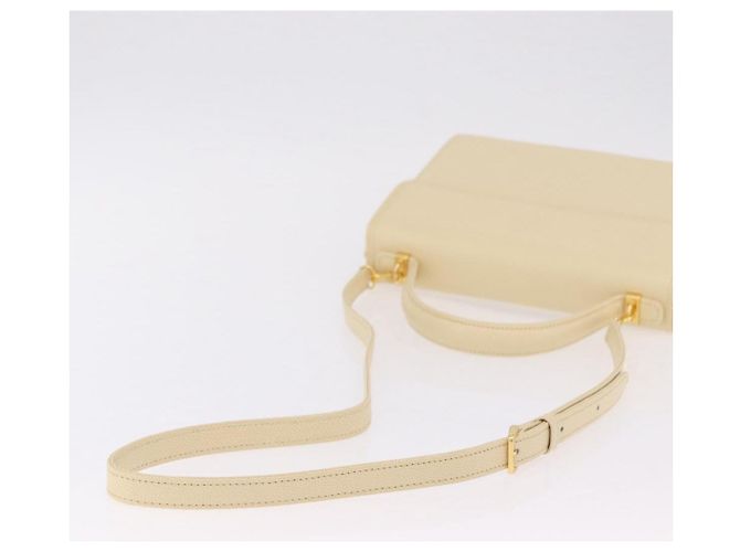 Valentino Schultertasche Leder 2way Ivory Gold Tone Auth 207681A Roh - Ansicht 8