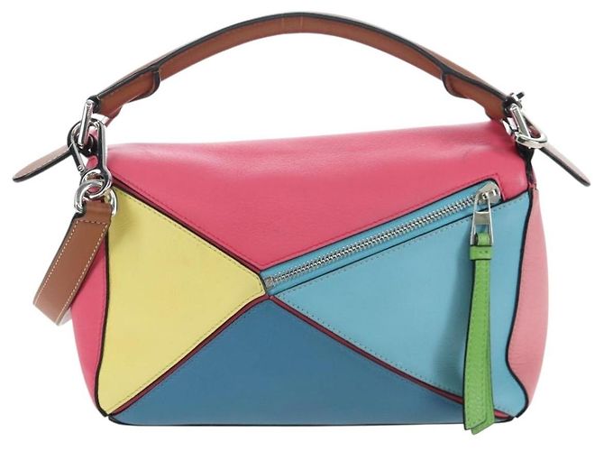 Bolsa de mão LOEWE Puzzle Bag Small em couro 2 vias multicolorida prata autêntica 206398SAM Multicor - vista 2