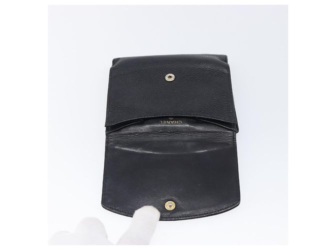 Cartera CHANEL COCO Mark Caviar Skin Black Silver CC Auth 206048 Negro Plata - vista 10
