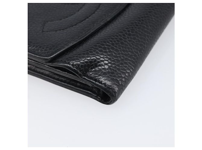 Cartera CHANEL COCO Mark Caviar Skin Black Silver CC Auth 206048 Negro Plata - vista 14