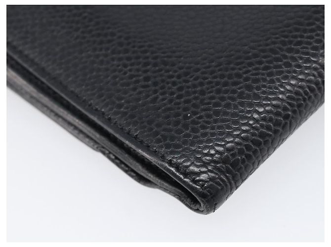 Cartera CHANEL COCO Mark Caviar Skin Black Silver CC Auth 206048 Negro Plata - vista 16