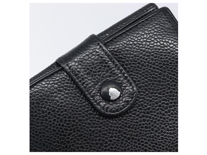 Cartera CHANEL COCO Mark Caviar Skin Black Silver CC Auth 206048 Negro Plata - vista 17