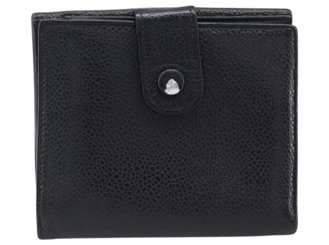Cartera CHANEL COCO Mark Caviar Skin Black Silver CC Auth 206048 Negro Plata - vista 2