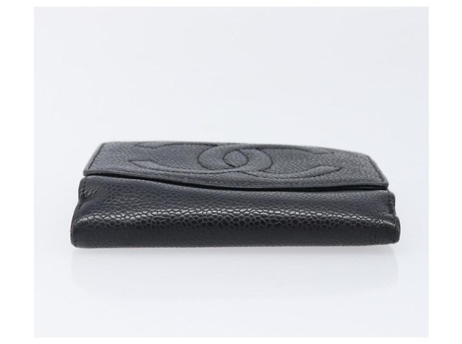 Cartera CHANEL COCO Mark Caviar Skin Black Silver CC Auth 206048 Negro Plata - vista 6