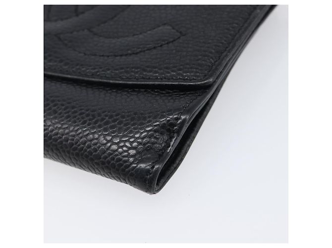 Cartera CHANEL COCO Mark Caviar Skin Black Silver CC Auth 206048 Negro Plata - vista 7