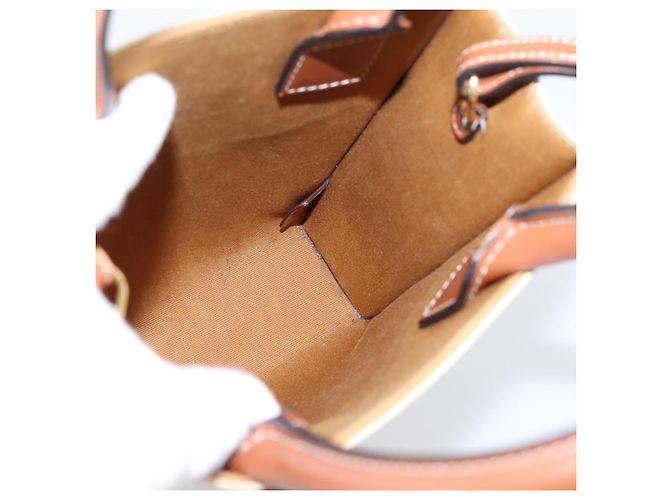 Céline CELINE Triomphe Mini Vertical Cabas Hand Bag PVC 2way White Gold Auth 207623V Weiß Golden - Ansicht 20