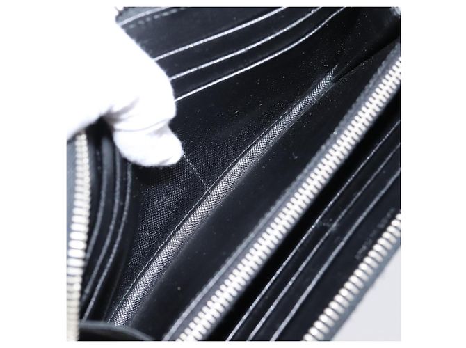 Portafoglio lungo PRADA in pelle Saffiano Nero Argento Auth 205215V - vista 10