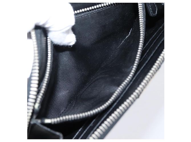 Portafoglio lungo PRADA in pelle Saffiano Nero Argento Auth 205215V - vista 11