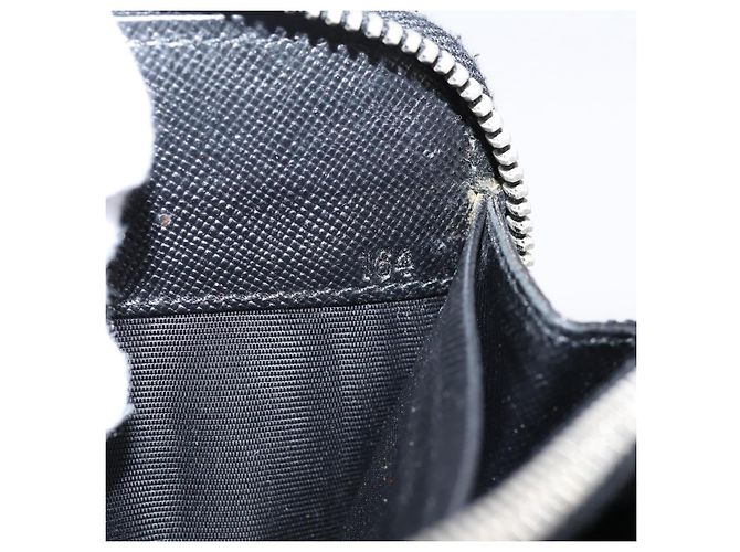 Portafoglio lungo PRADA in pelle Saffiano Nero Argento Auth 205215V - vista 12