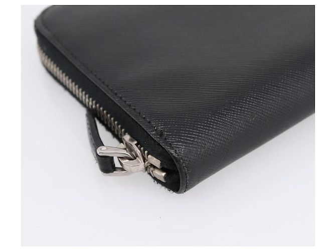 Portafoglio lungo PRADA in pelle Saffiano Nero Argento Auth 205215V - vista 14