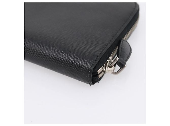 Portafoglio lungo PRADA in pelle Saffiano Nero Argento Auth 205215V - vista 15