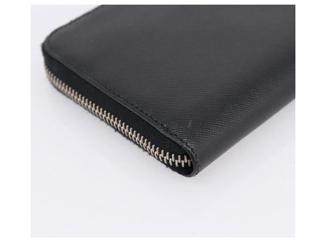 Portafoglio lungo PRADA in pelle Saffiano Nero Argento Auth 205215V - vista 16