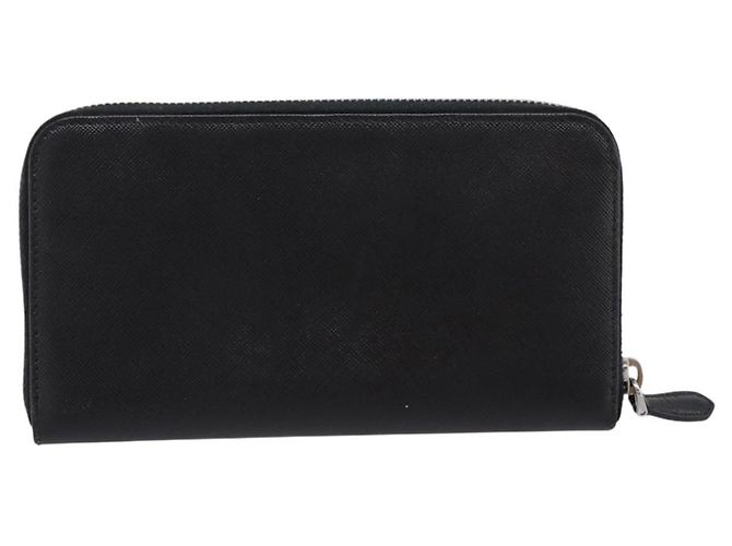 Portafoglio lungo PRADA in pelle Saffiano Nero Argento Auth 205215V - vista 2
