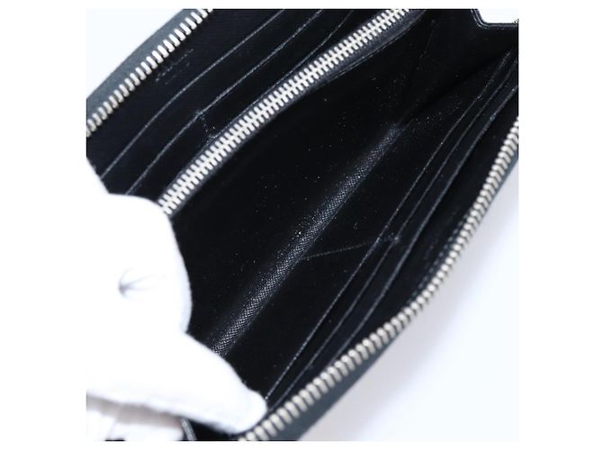 Portafoglio lungo PRADA in pelle Saffiano Nero Argento Auth 205215V - vista 21