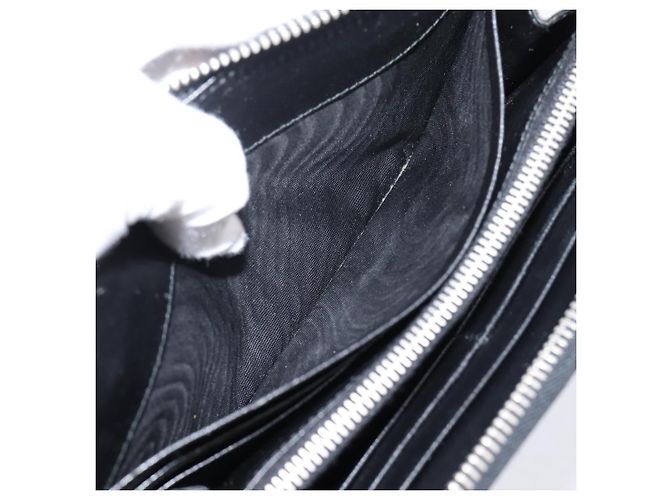 Portafoglio lungo PRADA in pelle Saffiano Nero Argento Auth 205215V - vista 22