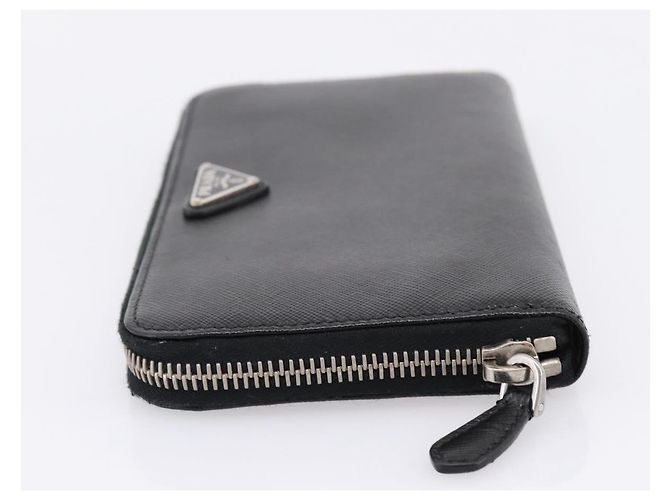 Portafoglio lungo PRADA in pelle Saffiano Nero Argento Auth 205215V - vista 3