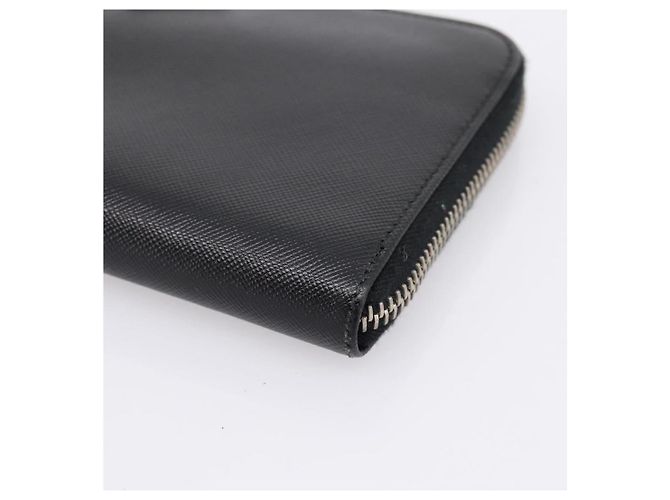 Portafoglio lungo PRADA in pelle Saffiano Nero Argento Auth 205215V - vista 7