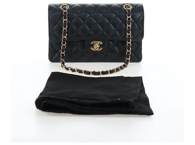 Borsa a tracolla CHANEL Chain Matelasse 23 Pelle Caviar Nero Oro CC Auth BA16030SV D'oro - vista 12