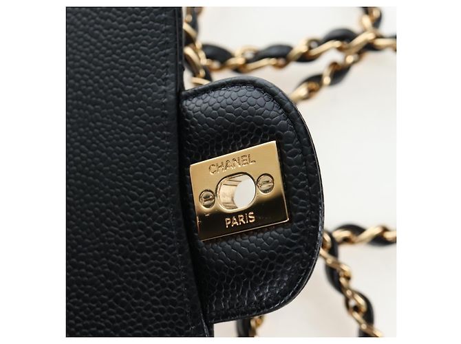 Borsa a tracolla CHANEL Chain Matelasse 23 Pelle Caviar Nero Oro CC Auth BA16030SV D'oro - vista 20