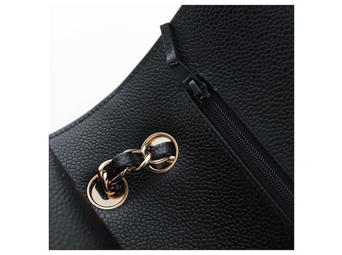 Borsa a tracolla CHANEL Chain Matelasse 23 Pelle Caviar Nero Oro CC Auth BA16030SV D'oro - vista 21