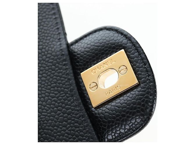 Borsa a tracolla CHANEL Chain Matelasse 23 Pelle Caviar Nero Oro CC Auth BA16030SV D'oro - vista 24