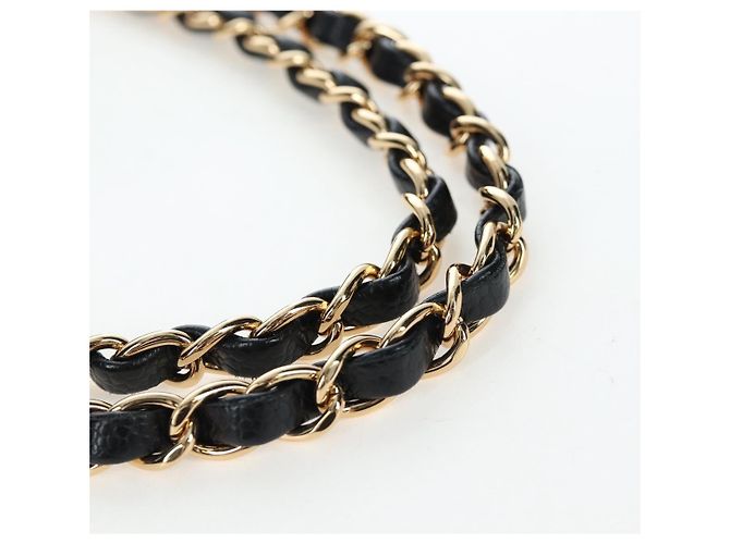 Borsa a tracolla CHANEL Chain Matelasse 23 Pelle Caviar Nero Oro CC Auth BA16030SV D'oro - vista 8