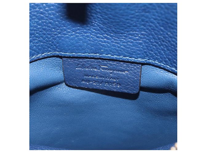 Salvatore Ferragamo Gancini Studio Tasche Leder 2way Navy Gold Auth 206236A - Ansicht 12