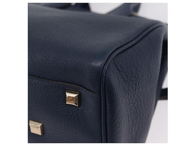 Salvatore Ferragamo Gancini Studio Tasche Leder 2way Navy Gold Auth 206236A - Ansicht 19