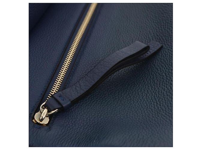 Salvatore Ferragamo Gancini Studio Tasche Leder 2way Navy Gold Auth 206236A - Ansicht 25