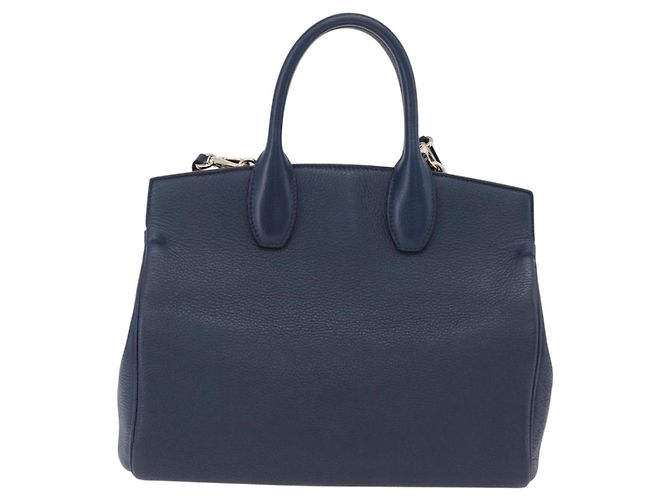 Salvatore Ferragamo Gancini Studio Tasche Leder 2way Navy Gold Auth 206236A - Ansicht 3