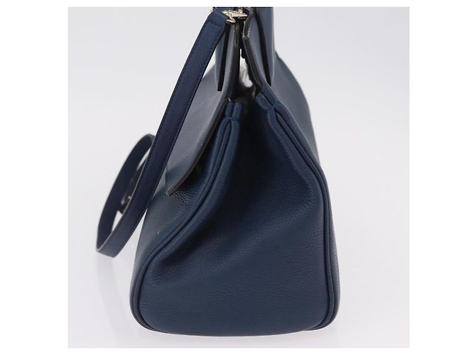 Salvatore Ferragamo Gancini Studio Tasche Leder 2way Navy Gold Auth 206236A - Ansicht 4