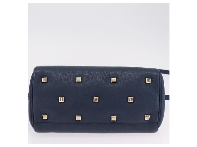 Salvatore Ferragamo Gancini Studio Tasche Leder 2way Navy Gold Auth 206236A - Ansicht 6