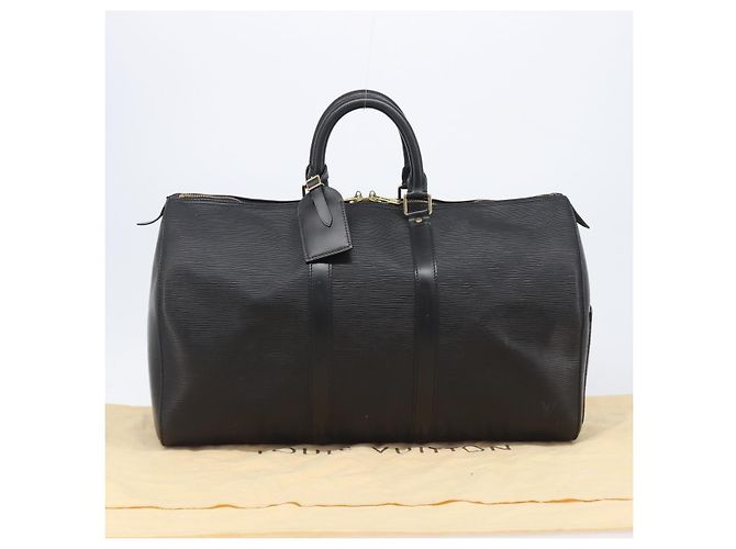 LOUIS VUITTON Epi Keepall 45 Boston Bag Black M42972 LV Auth 204059A Preto - vista 12