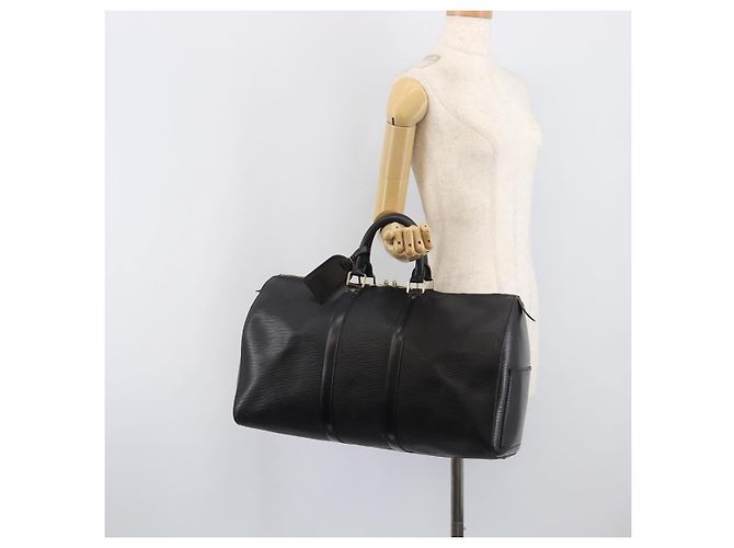 LOUIS VUITTON Epi Keepall 45 Boston Bag Black M42972 LV Auth 204059A Preto - vista 23
