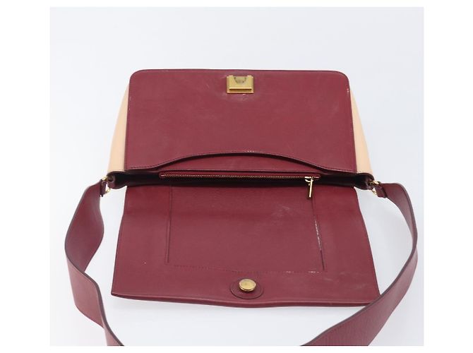 Céline Borsa a spalla CELINE flame in pelle Beige Rosso Vino Auth bs37453 Bordò - vista 11