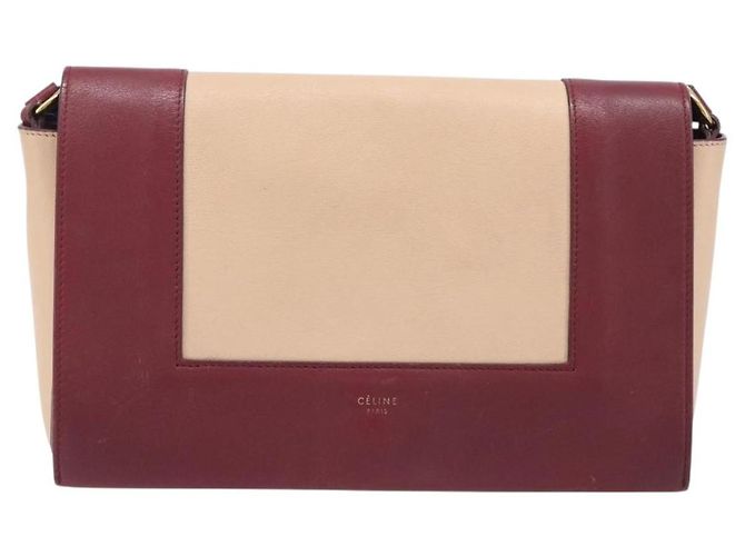 Céline Borsa a spalla CELINE flame in pelle Beige Rosso Vino Auth bs37453 Bordò - vista 13