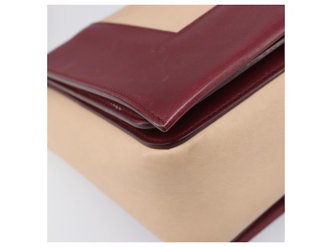Céline Borsa a spalla CELINE flame in pelle Beige Rosso Vino Auth bs37453 Bordò - vista 15