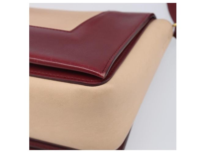 Céline Borsa a spalla CELINE flame in pelle Beige Rosso Vino Auth bs37453 Bordò - vista 16