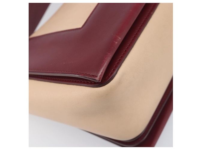 Céline Borsa a spalla CELINE flame in pelle Beige Rosso Vino Auth bs37453 Bordò - vista 17