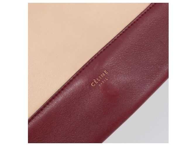 Céline Borsa a spalla CELINE flame in pelle Beige Rosso Vino Auth bs37453 Bordò - vista 18