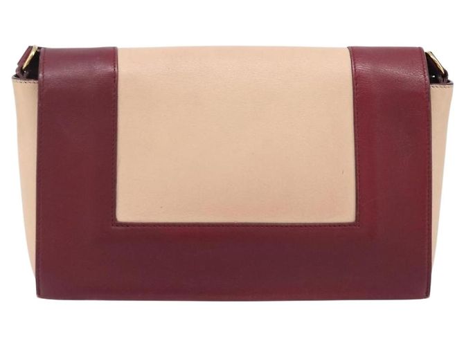 Céline Borsa a spalla CELINE flame in pelle Beige Rosso Vino Auth bs37453 Bordò - vista 2