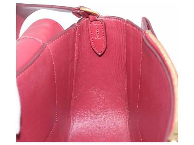 Céline Borsa a spalla CELINE flame in pelle Beige Rosso Vino Auth bs37453 Bordò - vista 21