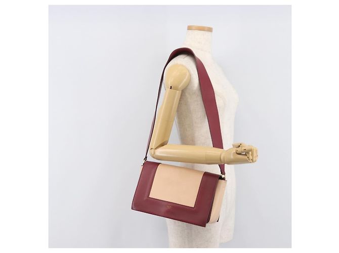 Céline Borsa a spalla CELINE flame in pelle Beige Rosso Vino Auth bs37453 Bordò - vista 27