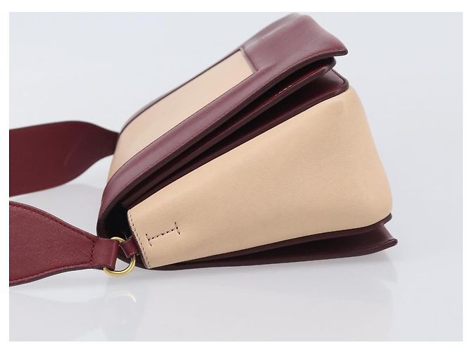 Céline Borsa a spalla CELINE flame in pelle Beige Rosso Vino Auth bs37453 Bordò - vista 4