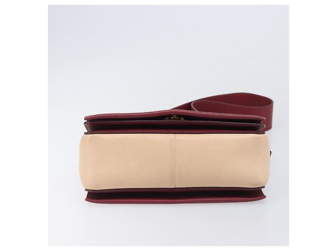 Céline Borsa a spalla CELINE flame in pelle Beige Rosso Vino Auth bs37453 Bordò - vista 5