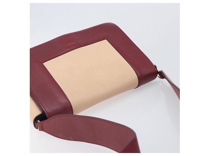 Céline Borsa a spalla CELINE flame in pelle Beige Rosso Vino Auth bs37453 Bordò - vista 6