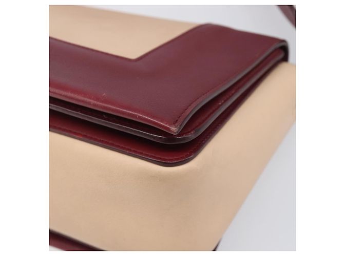 Céline Borsa a spalla CELINE flame in pelle Beige Rosso Vino Auth bs37453 Bordò - vista 8