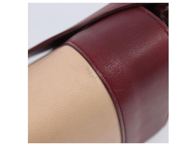 Céline Borsa a spalla CELINE flame in pelle Beige Rosso Vino Auth bs37453 Bordò - vista 9